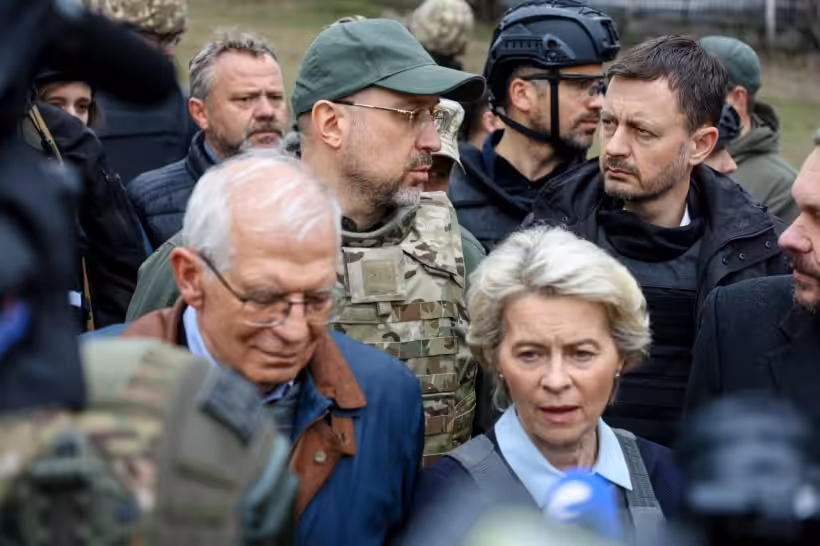 European Commission President Ursula von der Leyen and EU High Representative for Foreign Affairs Josep Borrel during their recent visit to Ukraine. Photo: Ukrainian government official website.