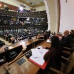 Main floor of Venezuela's National Assembly. View from the board podium with President Jorge Rodriguez heading the appointment of new Supreme Court justices. Photo: Wilmer Errades/Ultimas Noticias.