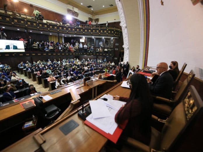 Main floor of Venezuela's National Assembly. View from the board podium with President Jorge Rodriguez heading the appointment of new Supreme Court justices. Photo: Wilmer Errades/Ultimas Noticias.