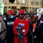 Featured image: Chris Smalls, one of the leaders who organized the union at an Amazon Staten Island distribution center, speaks to the press while other workers cheer after the union votes were tallied, on April 1 in New York City. Photo: Jason Szenes/EPA/Shutterstock