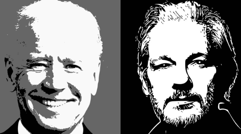 Featured image: Joe Biden (left) and Julian Assange (right). Photo: Caitlin Johnstone.
