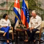 Cuban President, Miguel Díaz-Canel, received today in this capital the Executive Vice President of the Bolivarian Republic of Venezuela, Delcy Rodríguez. Photo: Twitter / @DiazCanelB.