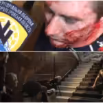 Featured image: (Above) The torture of left-wing activist Alexander Matjuschenko on March 3 in Dnipro, recorded by Azov members, (below) President Volodymyr Zelensky poses during a media engagement. Photo: The Grayzone.