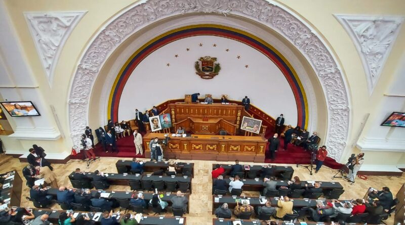Floor of the Venezuelan National Assembly while debating a draft resolution demanding respect to ambassador Alex Saab diplomatic immunity. Photo: RedRadioVE.