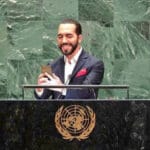 President Bukele taking a selfie before his speech at the UN General Assembly in 2019. Photo: Presidential Press (El Salvador).