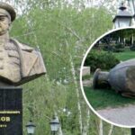 Statue of the legendary Soviet Marshal Georgy Zhukov on the floor. File Photo.