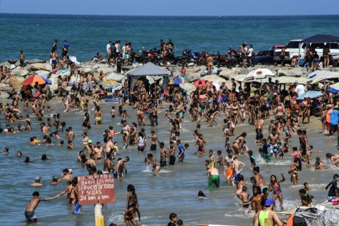 A beach full of swimmers in Venezuela. File photo.