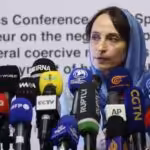 UN Special Rapporteur Alena Douhan speaks at a press conference in Tehran on May 18, 2022. Photo by IRNA.