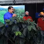 President Nicolas Maduro talking with coffee producers next to Agriculture Minister Willmar Castro. Photo: Presidential Press.