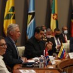 Featured image: Seated consecutively Cuba's Minister of Foreign Affairs Bruno Rodriguez, Cuba’s President Miguel Diaz-Canal, and Venezuela’s President Nicolas Maduro. Photo: Venezuelanalysis.com.