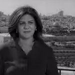 Journalist Shireen Abu Aqla Nasri was wearing a clearly visible press jacket and helmet, suggesting the shooting was intentional. Photo: @ShireenNasri/Twitter.