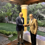 PSUV deputy Jorge Rodriguez and spokesperson for the opposition group participating at the Mexico Talks, Gerardo Blyde. Photo: Twitter/@jorgepsuv.