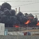 Fire on the waste patio of Cardon refinery at the Paraguana Refining Complex, Falcon state, Venezuela. May 22, 2022. Photo: Twitter/@rcavada.