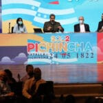 President Nicolas Maduro (center) with part of his cabinet during the closing of the colloquium on the Pichincha Battle bicentennial. Photo: Presidential Press.
