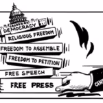 A free press is a cornerstone of democracy, but US press is not free. Photo: Educating for democracy.