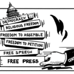 A free press is a cornerstone of democracy, but US press is not free. Photo: Educating for democracy.