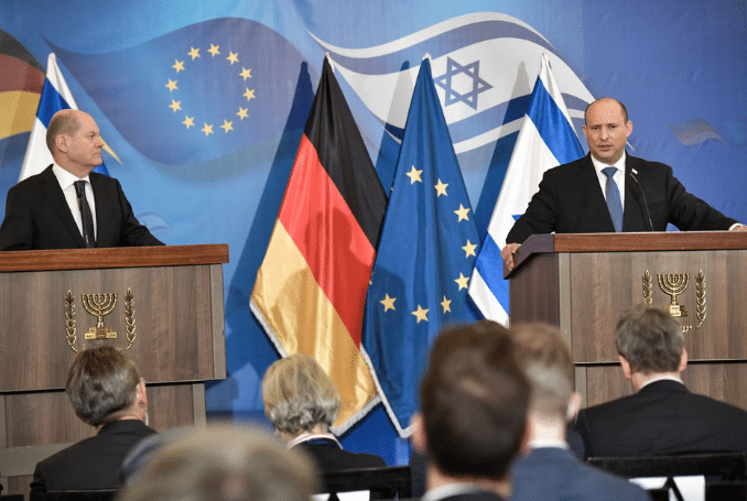 Featured image: German Chancellor Olaf Scholz (L) with Israeli Prime Minister Naftali Bennett.  Photo: PM of Israel Twitter page.