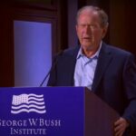 George W. Bush speaks in the Southern Methodist University's Presidential Center, Dallas.