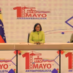Featured image: Venezuelan vice president Delcy Rodríguez speaks at a May 1 event. Photo: Últimas Noticias. 