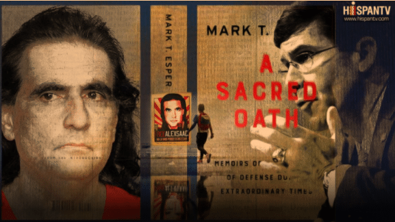 Featured image: Image of Alex Saab and Mark Esper's book A Sacred Oath. Photo: HispanTV. 