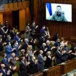 Featured image: Ukrainian President Volodymyr Zelensky addresses the Canadian parliament through video conference. Photo: CTV News