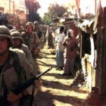 US Marines in Somalia's Bakara Market during the 1992-93 "Operation Restore Hope" military intervention.
