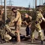 Azovstal Ukrainian troops being search by Russian soldiers after their surrender. Photo: Radar.gr.