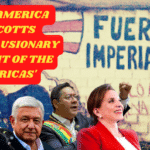 Featured image: Photo composition with a street painting reading "Out with Imperialism" (fuera el imperialismo) and with the photos of Latin American and Caribbean leaders that have question US attempt to kidnap the Summit of the Americas. Photo: Midwestern Marx.