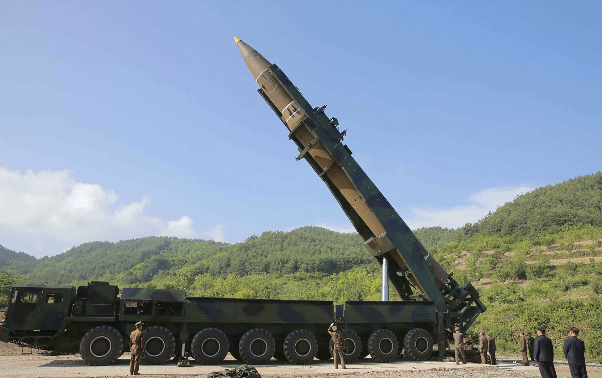North Korea's leader Kim Jong-un inspects a ballistic missile. File photo.