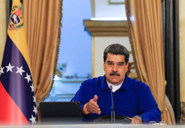 Venezuelan President Nicolás Maduro during a meeting with members of his cabinet at Miraflores Palace in Caracas on June 6, 2022. Photo: John Zepra/AFP.