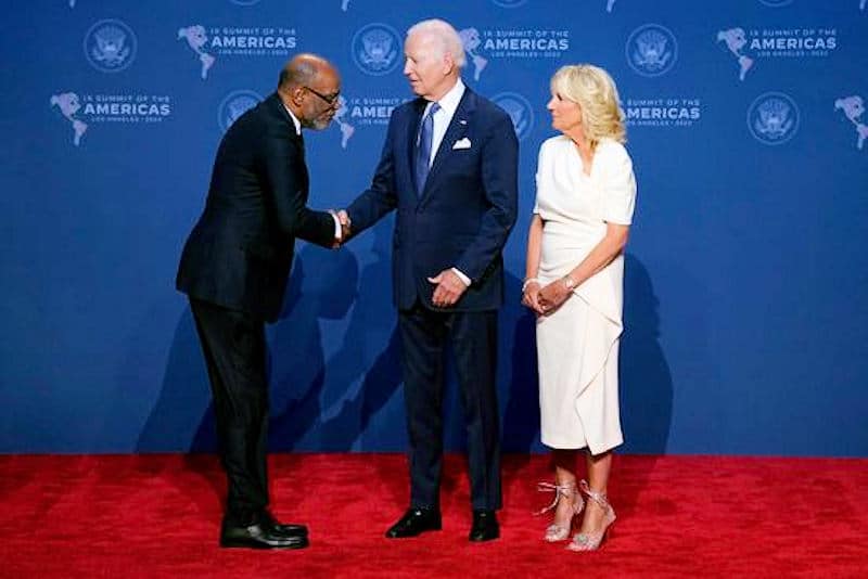 As Haiti in full political and social breakdown, Haiti’s de facto prime minister Ariel Henry spent thousands to travel to Los Angeles for the Summit of the Americas fiasco and to bow to President Biden, who put him into power. File photo.