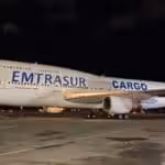 The Boeing 747, belonging to Venezuela's cargo airline Emtrasur, detained in Argentina. Photo: Twitter/@IAIM.VE