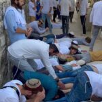 Israeli settlers outside Al-aqsa mosque. Photo: Quds News.