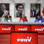 Diosdado Cabello, first vice president of the United Socialist Party of Venezuela (PSUV), in a press conference. Photo: PSUV.
