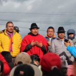 CONAIE President Leonidas Iza addresses indigenous movement bases after being released from police and military custody. June 15, 2022. Photo: Kawsachun News.