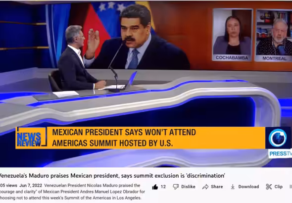 Arnold august and Camila Escalante during the interview with PressTV. Photo: Screenshot from a PressTV post.