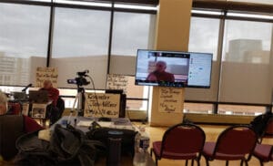 Educational conference on April 9th which was part of an ongoing effort to expose AFL-CIO connection to U.S. imperialism in South America.  Source: Photo courtesy of Thomas O’Rourke.