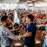 Organizers of the People's Summit welcome Bolivian Senate President Andrónico Rodríguez (center) to inaugurate the event. Photo: Twitter/@PeoplesSummit22.