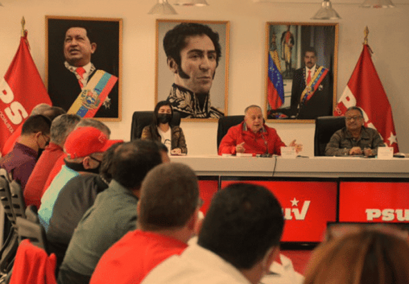 Diosdado Cabello speaks at a PSUV event. Photo: Últimas Noticias. 