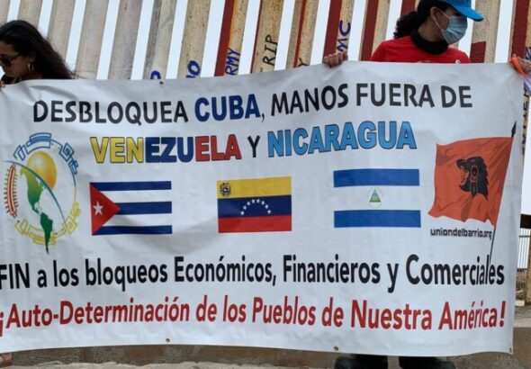 Workers’ Summit, Tijuana, at the U.S. Border Wall. Photo: Teri Mattson.