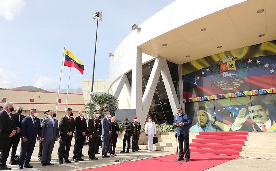 Venezuelan President Nicolás Maduro gives a speech upon arrival at the Simón Bolívar International Airport, on Saturday, June 18, 2022. Photo: Presidential Press.