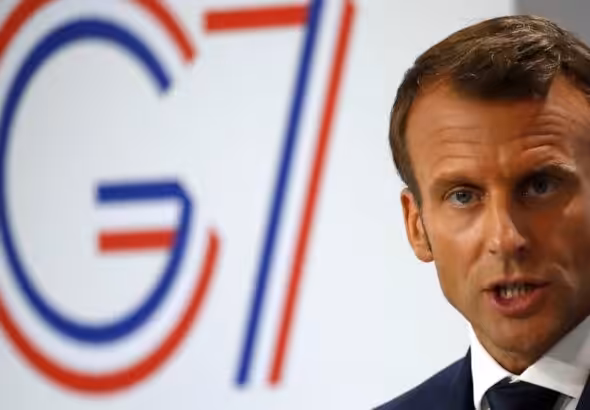 French President Emmanuel Macron speaks during his final press conference at the G7 summit Monday, August 26, 2019 in Biarritz, southwestern France. Photo: AP/Francois Mori.