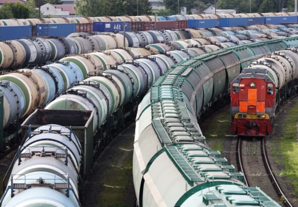 Cargo trains stranded in Kaliningrad after the most recent NATO aggression towards Russia via Lithuania. Photo: AP.