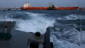 Iranian oil tanker Suezmax Sonia I in Venezuelan waters. Photo: Reuters.