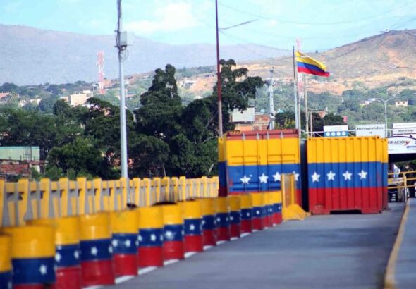 View of the Colombian side from the Simon Bolivar international bridge connecting San Antonio (Venezuela) and Cúcuta (Colombia) with containers deployed after the illegal attempt of the US and Colombia, on February 23, 2019, to force the entry of so called humanitarian aid that later was proven was not humanitarian. File photo.