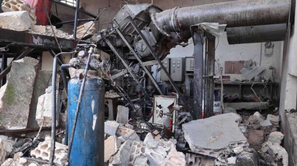 A picture taken on January 2, 2022 shows damage at the Al-Arshani water station, after it was reportedly hit by a Russian airstrike, in the village of the same name, northeast of the the rebel-held city of Idlib. Photo: OMAR HAJ KADOUR / AFP.