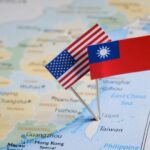 Map of Taiwan with two flags, a Taiwan and a US flag. Photo: Thekootneeti.in