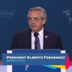 President Alberto Fernández of Argentina during his speech at the 9th Summit of the Americas, on June 9, 2022. Photo: Twitter/@Joseescorcia_19