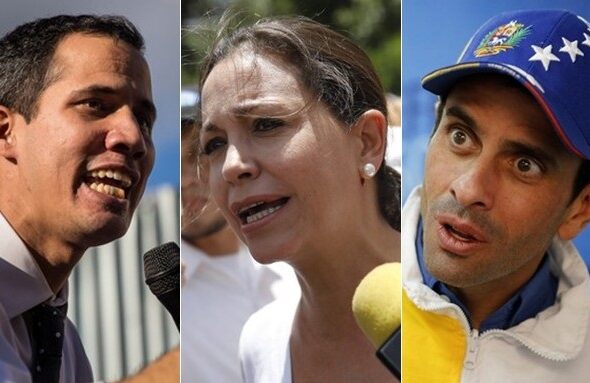 Former deputy Juan Guaidó (left), Maria Corina Machado (center) and Henrique Capriles Radonski (right). File photo: Libertaddigital.com.