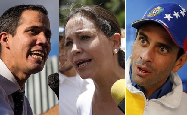 Former deputy Juan Guaidó (left), Maria Corina Machado (center) and Henrique Capriles Radonski (right). File photo: Libertaddigital.com.
